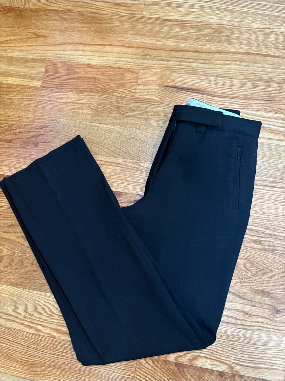 Dalia Black women’s Dress Pants trousers Zip Pockets stretch ribbed size 6